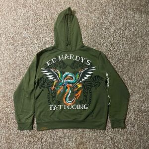 Green and black ed hardy hoodie